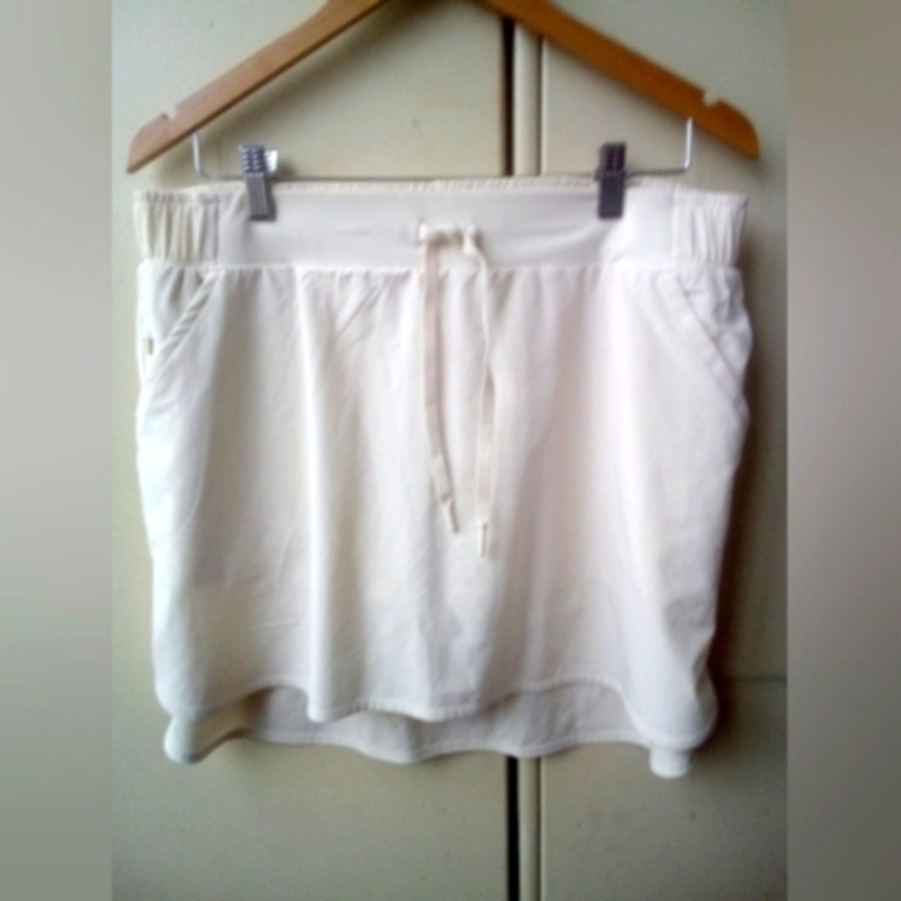 2/$20 White athletic skort short Drawstring Waist Rounded Hem Pockets LARGE - Picture 2 of 13